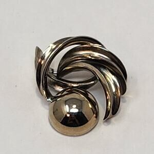 Modernist Geometric Brooch Vintage Costume Jewelry Silver Tone Retro Abstract